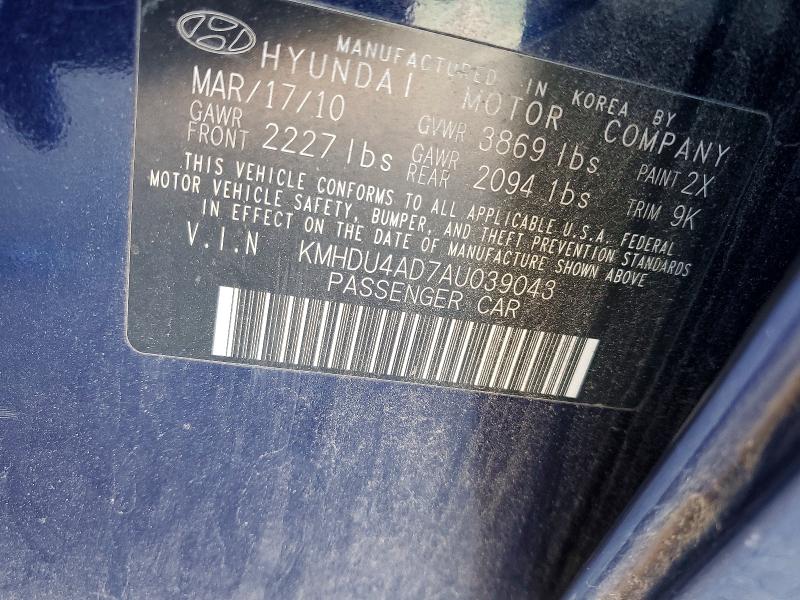 Aukcja sprzedaży 2010 Hyundai Elantra, vin: KMHDU4AD7AU039043, numer aukcji: 76756485
