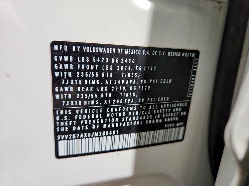 Продаж на аукціоні авто 2018 Volkswagen Tiguan, vin: 3VV2B7AX6JM205491, номер лоту: 76444195
