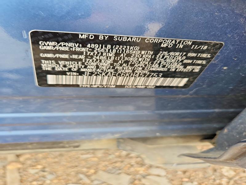 Aukcja sprzedaży 2019 Subaru Forester, vin: JF2SKAEC6KH457753, numer aukcji: 78682335
