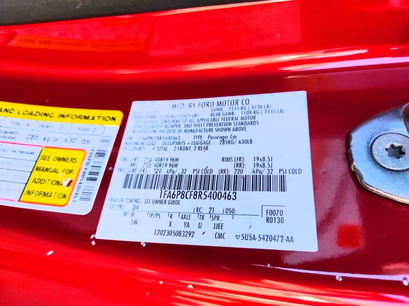 77166725 :رقم المزاد ، 1FA6P8CF8R5400463 vin ، 2024 Ford Mustang مزاد بيع