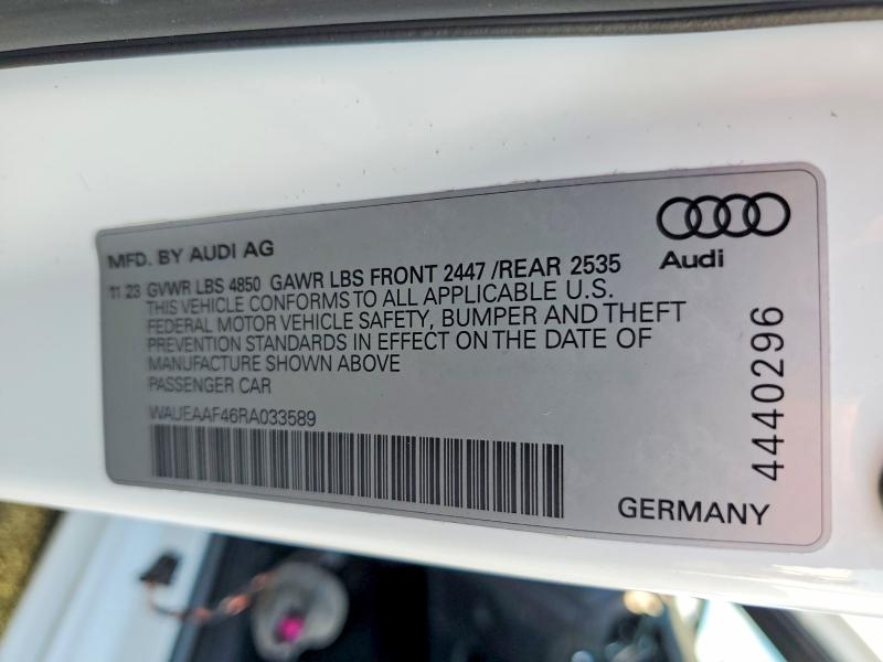 Продаж на аукціоні авто 2024 Audi A4, vin: WAUEAAF46RA033589, номер лоту: 77428375