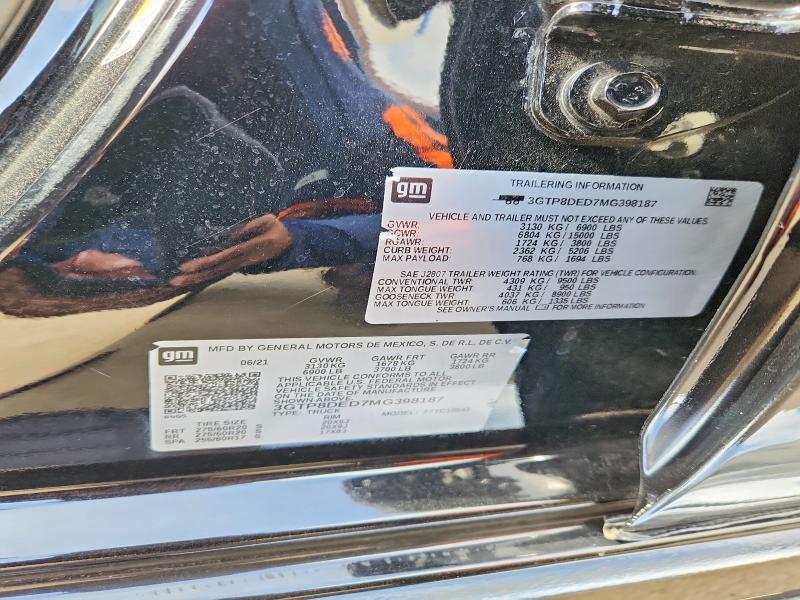 Aukcja sprzedaży 2021 Gmc Sierra, vin: 3GTP8DED7MG398187, numer aukcji: 78671135