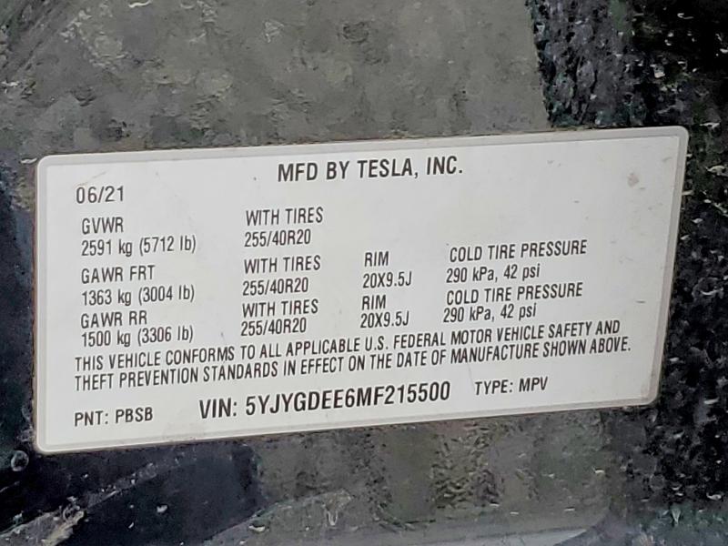 Продаж на аукціоні авто 2021 Tesla Model Y, vin: 5YJYGDEE6MF215500, номер лоту: 77020525