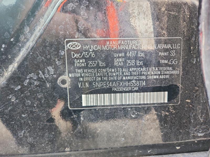 2017 Hyundai Sonata მანქანა იყიდება აუქციონზე, vin: 5NPE34AFXHH538114, აუქციონის ნომერი: 77499315