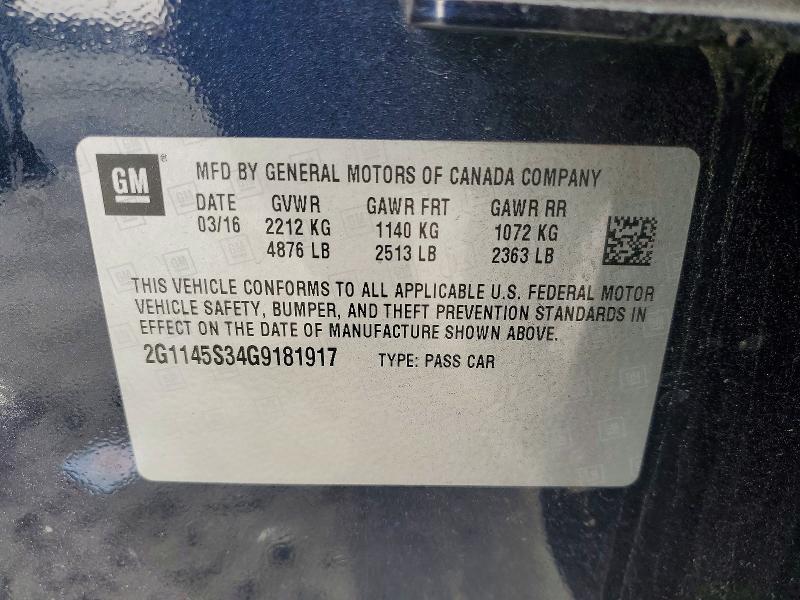 Продаж на аукціоні авто 2016 Chevrolet Impala, vin: 2G1145S34G9181917, номер лоту: 78420685