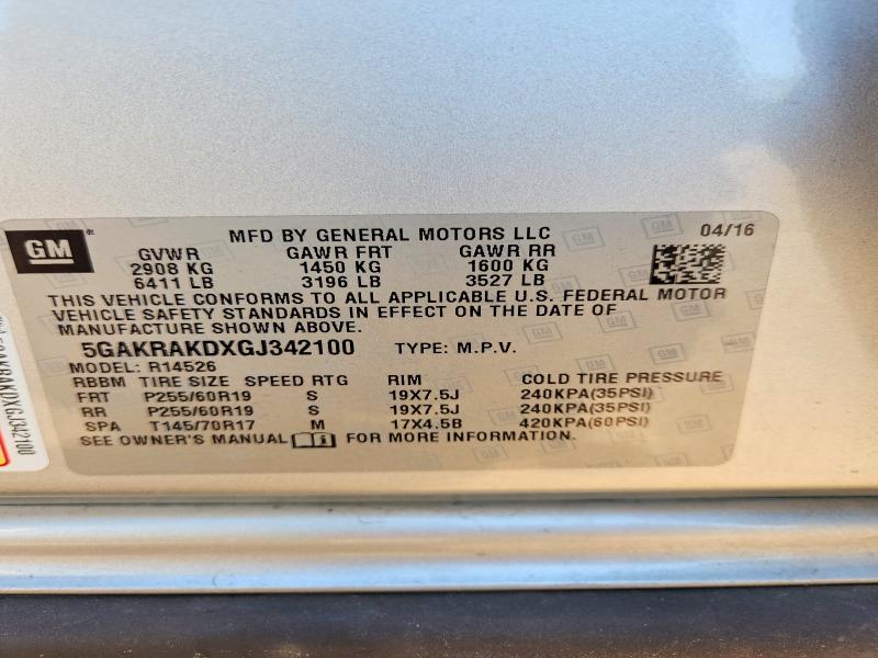 Продаж на аукціоні авто 2016 Buick Enclave, vin: 5GAKRAKDXGJ342100, номер лоту: 79300835