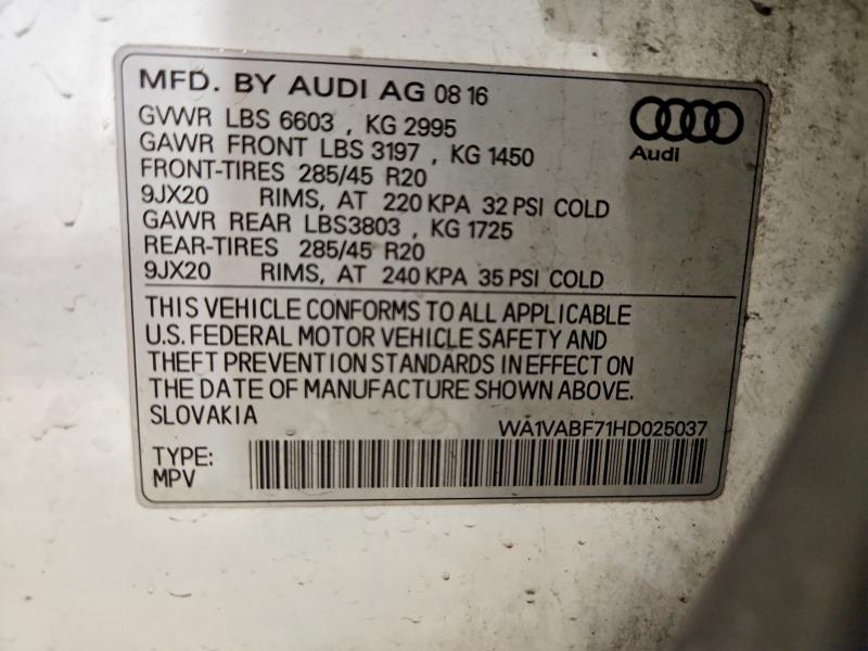 Продажа на аукционе авто 2017 Audi Q7, vin: WA1VABF71HD025037, номер лота: 79235885