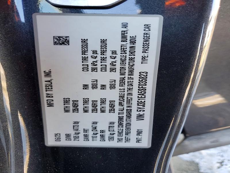 Продаж на аукціоні авто 2025 Tesla Model 3, vin: 5YJ3E1EA5SF035823, номер лоту: 75651925