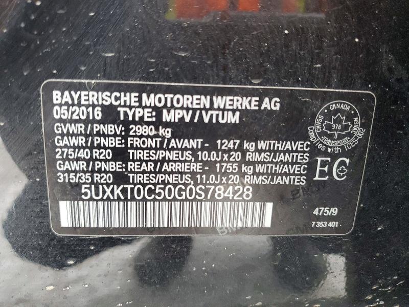 Aukcja sprzedaży 2016 Bmw X5, vin: 5UXKT0C50G0S78428, numer aukcji: 78108945