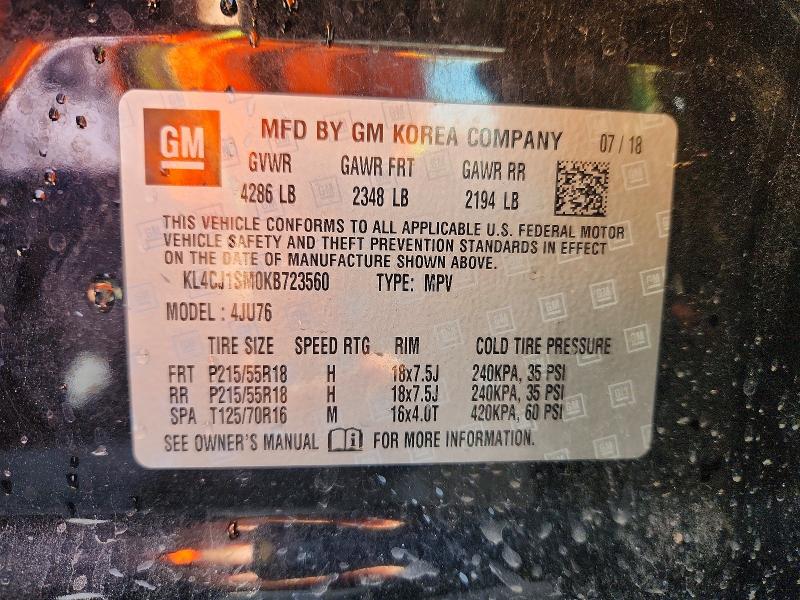 75637425 :رقم المزاد ، KL4CJ1SM0KB723560 vin ، 2019 Buick Encore مزاد بيع