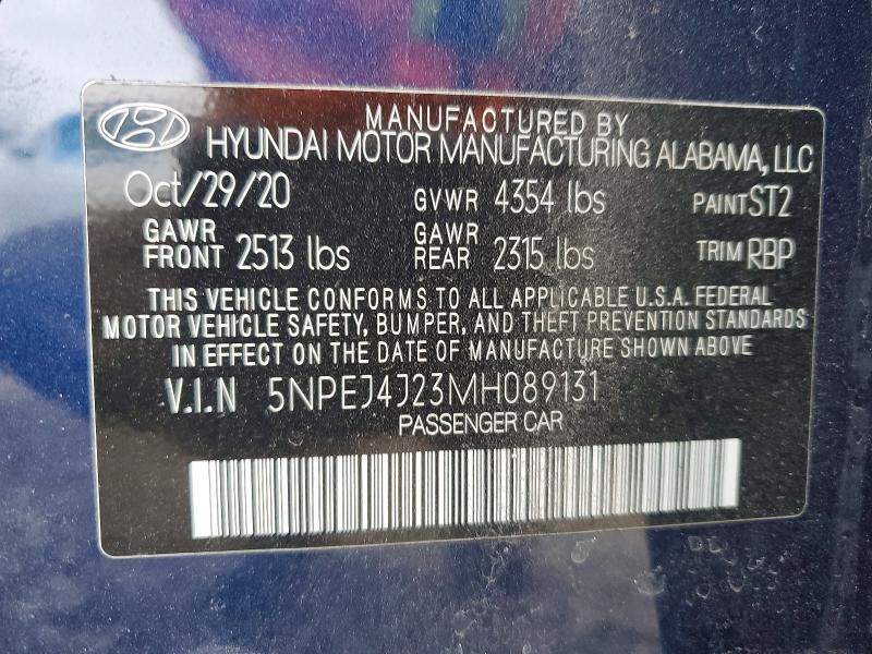 Aukcja sprzedaży 2021 Hyundai Sonata, vin: 5NPEJ4J23MH089131, numer aukcji: 76566745