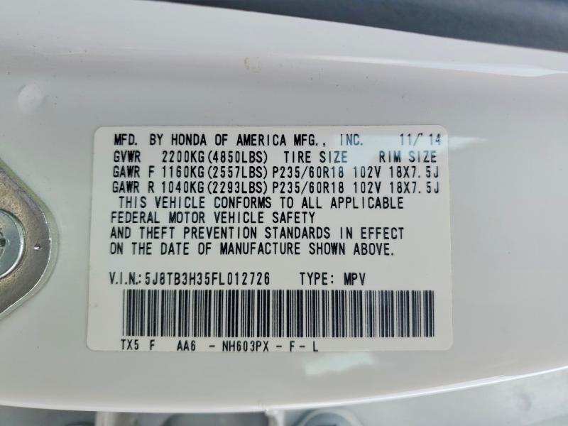 Продажа на аукционе авто 2015 Acura Rdx, vin: 5J8TB3H35FL012726, номер лота: 76457075