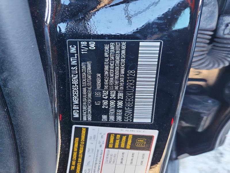 2019 Mercedes-benz C მანქანა იყიდება აუქციონზე, vin: 55SWF8EB2KU293128, აუქციონის ნომერი: 74665615