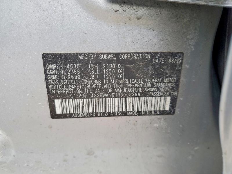 2024 Subaru Legacy მანქანა იყიდება აუქციონზე, vin: 4S3BWAN61R3009389, აუქციონის ნომერი: 78603265
