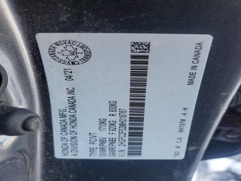 Продаж на аукціоні авто 2021 Honda Civic, vin: 2HGFC2F52MH016767, номер лоту: 77529415