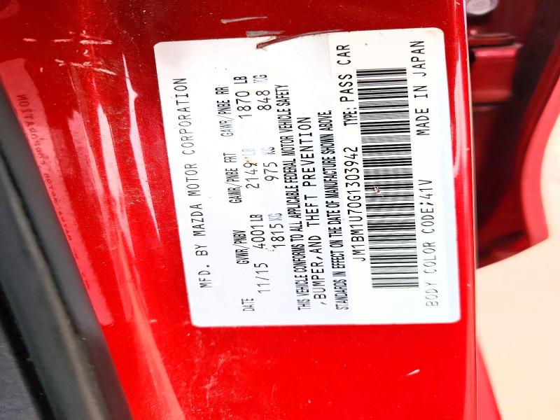 2016 Mazda 3 მანქანა იყიდება აუქციონზე, vin: JM1BM1U70G1303942, აუქციონის ნომერი: 75248085