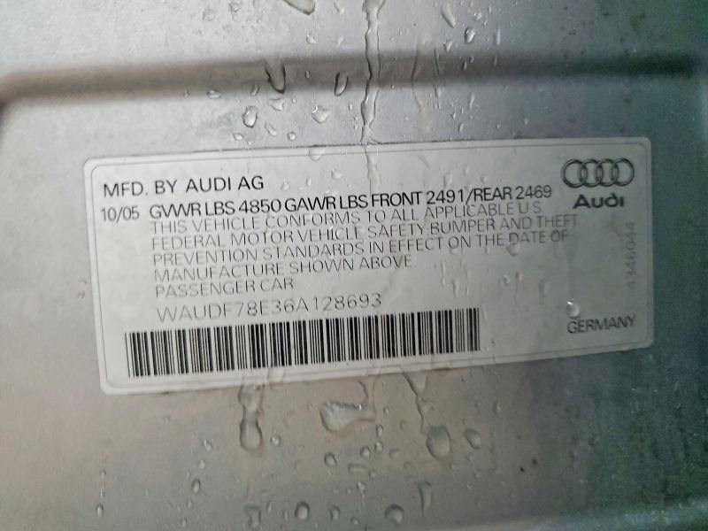 Продажа на аукционе авто 2006 Audi A4, vin: WAUDF78E36A128693, номер лота: 76156025