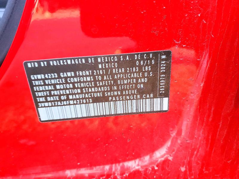 Aukcja sprzedaży 2015 Volkswagen Jetta, vin: 3VWB17AJ6FM427613, numer aukcji: 77438585