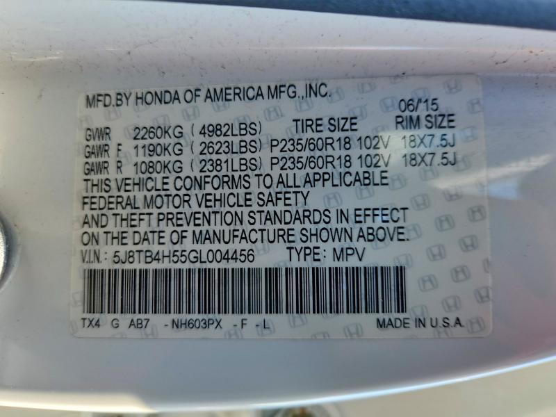 Продажа на аукционе авто 2016 Acura Rdx, vin: 5J8TB4H55GL004456, номер лота: 76893195