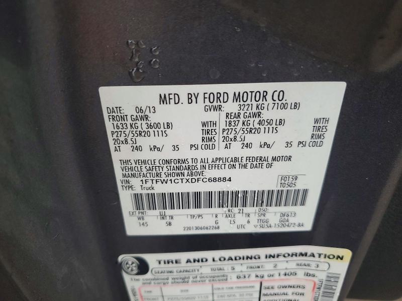 Aukcja sprzedaży 2013 Ford F150, vin: 1FTFW1CTXDFC68884, numer aukcji: 78243295