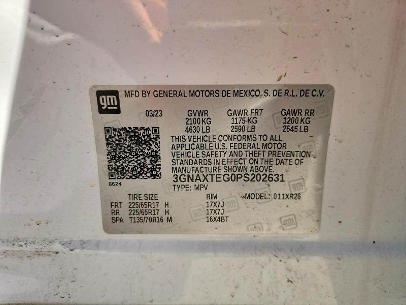 Aukcja sprzedaży 2023 Chevrolet Equinox, vin: 3GNAXTEG0PS202631, numer aukcji: 78183135