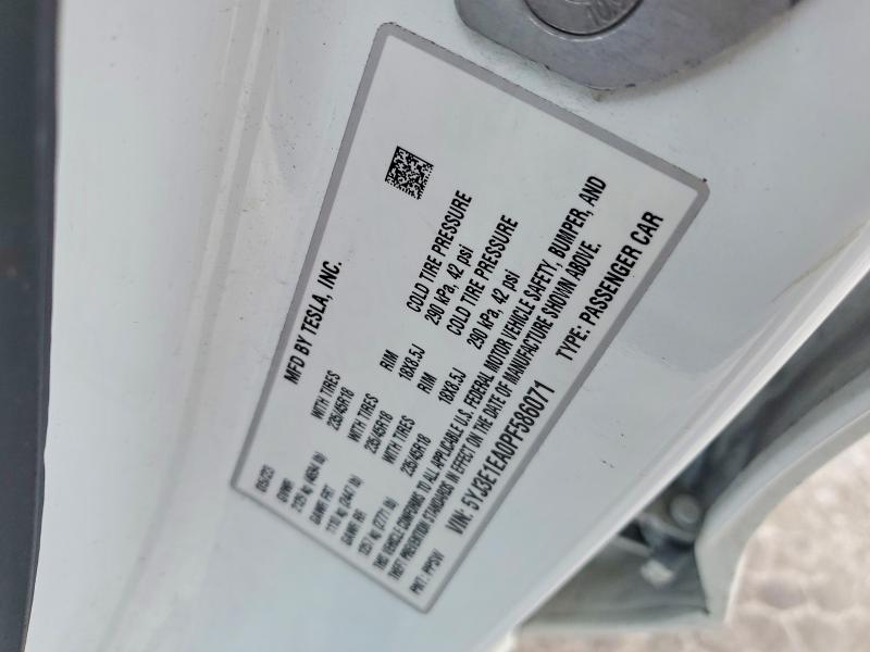 Продажа на аукционе авто 2023 Tesla Model 3, vin: 5YJ3E1EA0PF586071, номер лота: 76061595