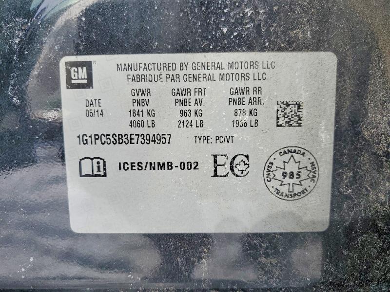 2014 Chevrolet Cruze მანქანა იყიდება აუქციონზე, vin: 1G1PC5SB3E7394957, აუქციონის ნომერი: 76669435