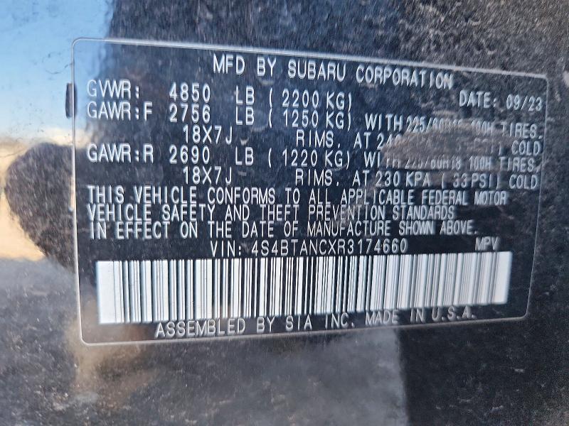 Auction sale of the 2024 Subaru Outback, vin: 4S4BTANCXR3174660, lot number: 77734575