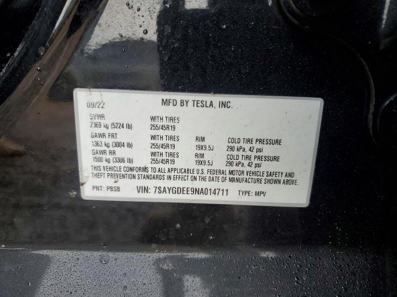 Aukcja sprzedaży 2022 Tesla Model Y, vin: 7SAYGDEE9NA014711, numer aukcji: 76648035
