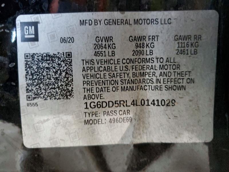 76000835 :رقم المزاد ، 1G6DD5RL4L0141029 vin ، 2020 Cadillac Ct4-v مزاد بيع