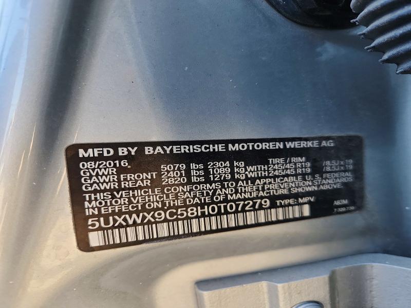 2017 Bmw X3 მანქანა იყიდება აუქციონზე, vin: 5UXWX9C58H0T07279, აუქციონის ნომერი: 79382205