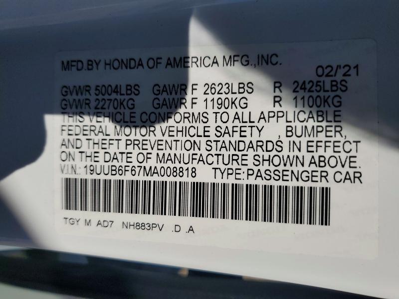 Aukcja sprzedaży 2021 Acura Tlx, vin: 19UUB6F67MA008818, numer aukcji: 76993075