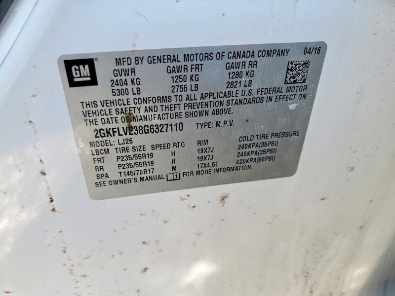 2016 Gmc Terrain მანქანა იყიდება აუქციონზე, vin: 2GKFLVE38G6327110, აუქციონის ნომერი: 77313395