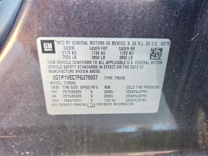 Продажа на аукционе авто 2015 Gmc Sierra, vin: 3GTP1VEC7FG278037, номер лота: 76255255