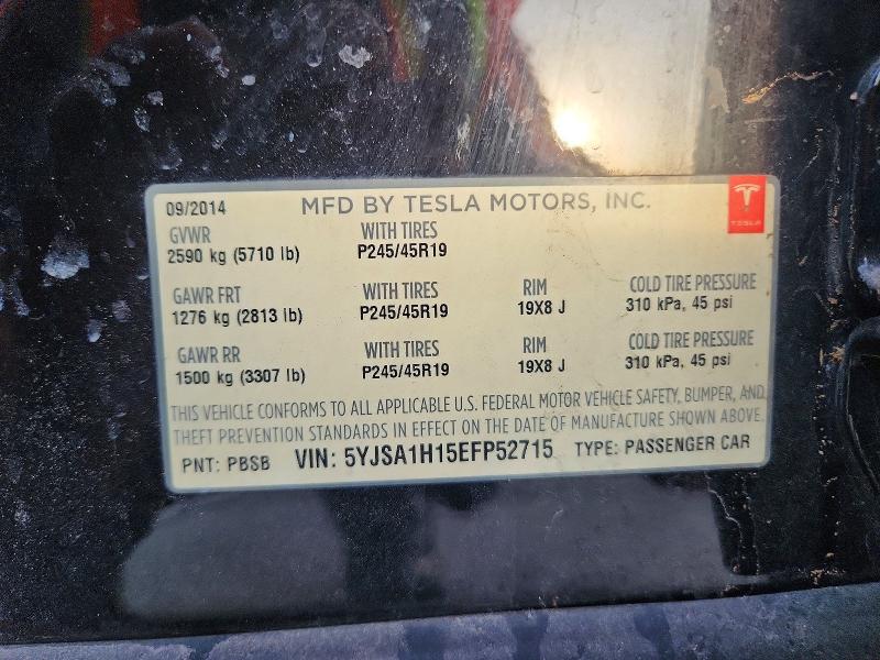 Продажа на аукционе авто 2014 Tesla Model S, vin: 5YJSA1H15EFP52715, номер лота: 78874455