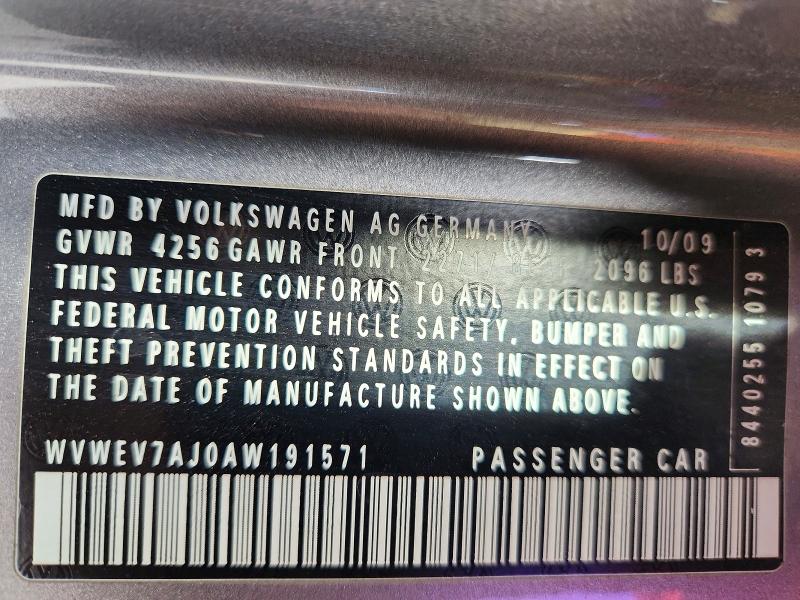 Aukcja sprzedaży 2010 Volkswagen Gti, vin: WVWEV7AJ0AW191571, numer aukcji: 76759955