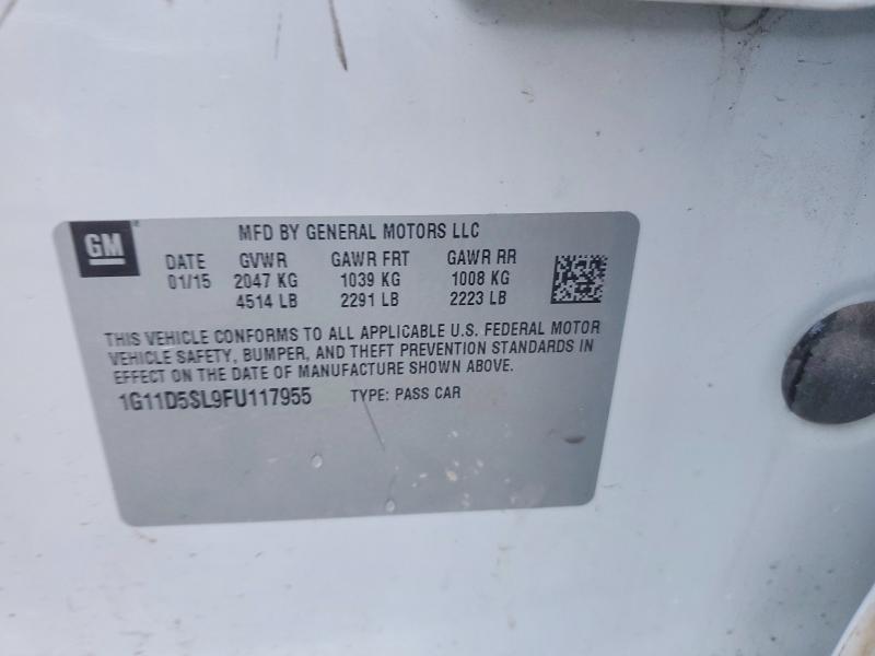 77416785 :رقم المزاد ، 1G11D5SL9FU117955 vin ، 2015 Chevrolet Malibu مزاد بيع