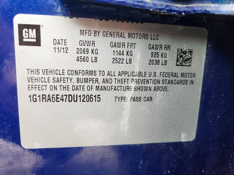 2013 Chevrolet Volt მანქანა იყიდება აუქციონზე, vin: 1G1RA6E47DU120615, აუქციონის ნომერი: 74999715