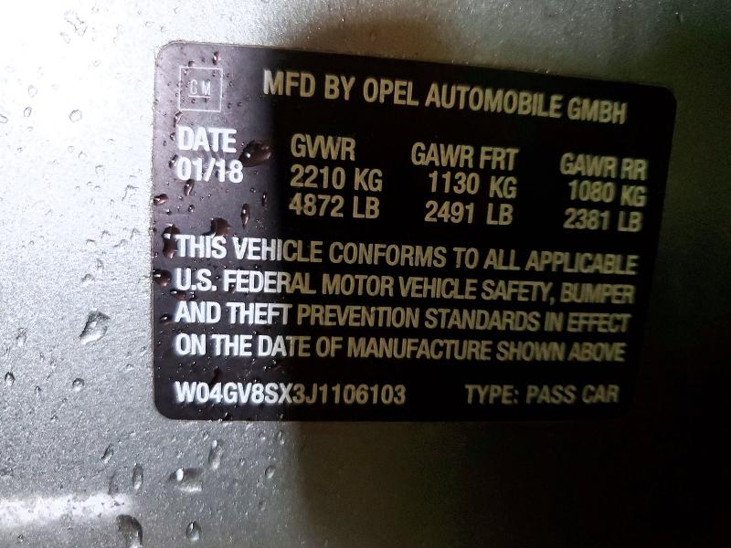 77280245 :رقم المزاد ، W04GV8SX3J1106103 vin ، 2018 Buick Regal Tourx مزاد بيع