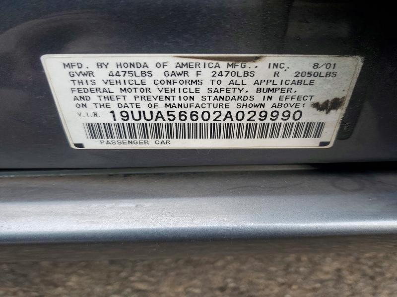 78119925 :رقم المزاد ، 19UUA56602A029990 vin ، 2002 Acura 3.2tl مزاد بيع