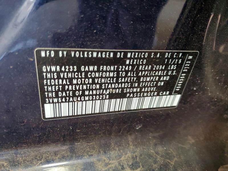 76856225 :رقم المزاد ، 3VW547AU4GM030238 vin ، 2016 Volkswagen Gti مزاد بيع
