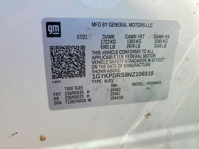Продажа на аукционе авто 2022 Cadillac Xt6, vin: 1GYKPDRS8NZ106919, номер лота: 76999595