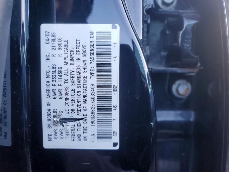 Aukcja sprzedaży 2007 Acura Tl, vin: 19UUA66257A032409, numer aukcji: 77156345