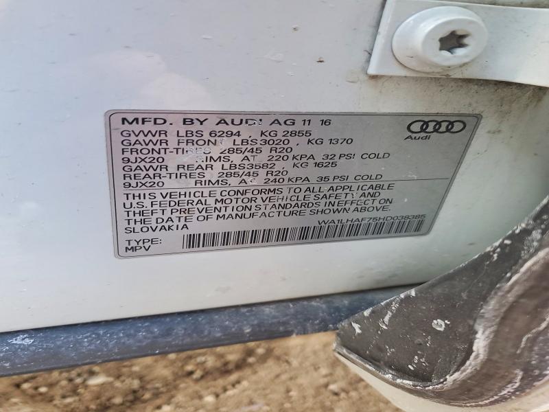76253025 :رقم المزاد ، WA1LHAF75HD038385 vin ، 2017 Audi Q7 مزاد بيع