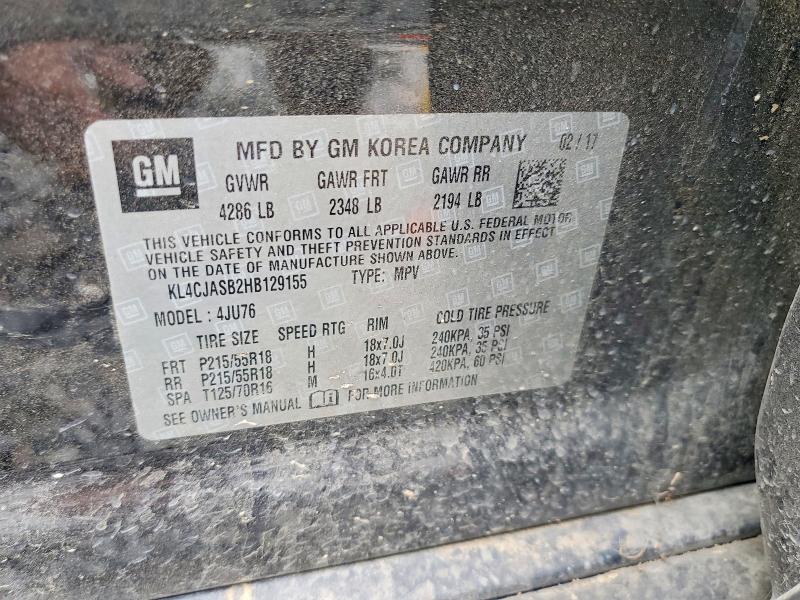 76364005 :رقم المزاد ، KL4CJASB2HB129155 vin ، 2017 Buick Encore مزاد بيع