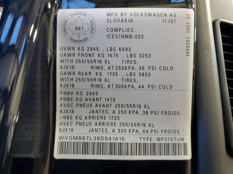 Aukcja sprzedaży 2008 Volkswagen Touareg 2, vin: WVGMB67L38D041415, numer aukcji: 76214985