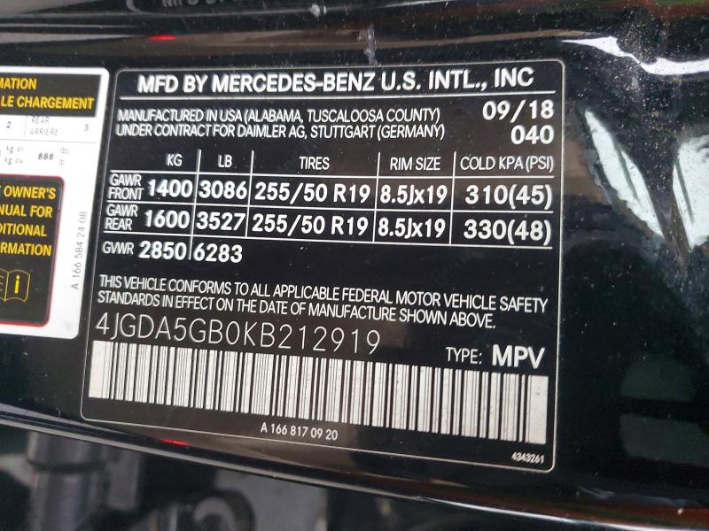 Продаж на аукціоні авто 2019 Mercedes-benz Gle, vin: 4JGDA5GB0KB212919, номер лоту: 77685545