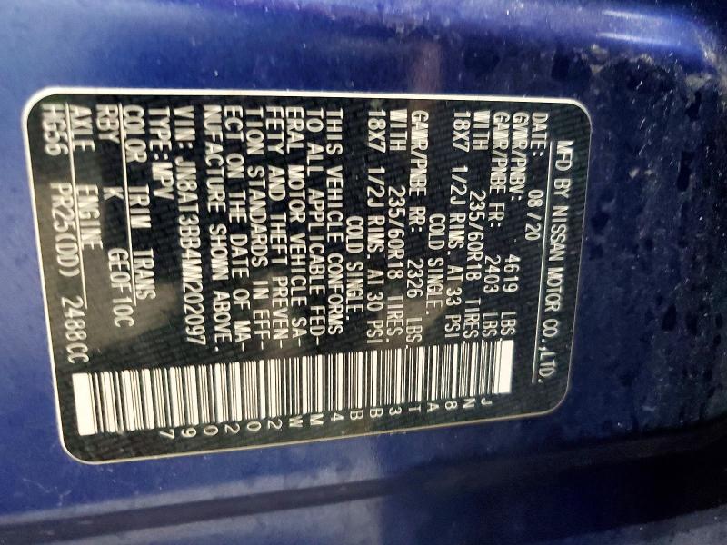 Продажа на аукционе авто 2021 Nissan Rogue, vin: JN8AT3BB4MW202097, номер лота: 75920675