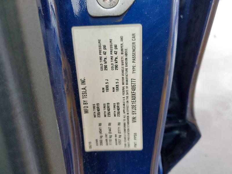 Aukcja sprzedaży 2019 Tesla Model 3, vin: 5YJ3E1EAXKF486777, numer aukcji: 77181695