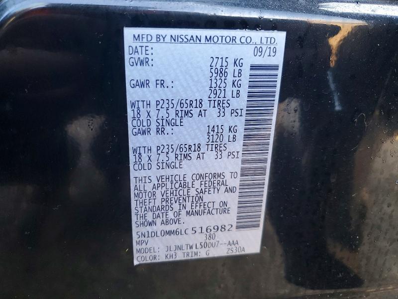 Aukcja sprzedaży 2020 Infiniti Qx60, vin: 5N1DL0MM6LC516982, numer aukcji: 76152985